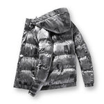 Shiny Cotton-padded Graffiti Cotton-padded All-match Parka Coat (e)