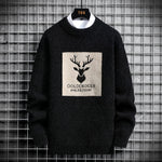 Knitted Sweater Men Deer Padded Velvet