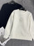 Korean Fashion Black White Pullovers O Neck Sweatshirts Tops Autumn Winter Long Sleeve