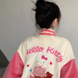 Hello Kitty Clothes Y2k Teenager Girl Luxury Design Embroidery Pink Jacket Baseball