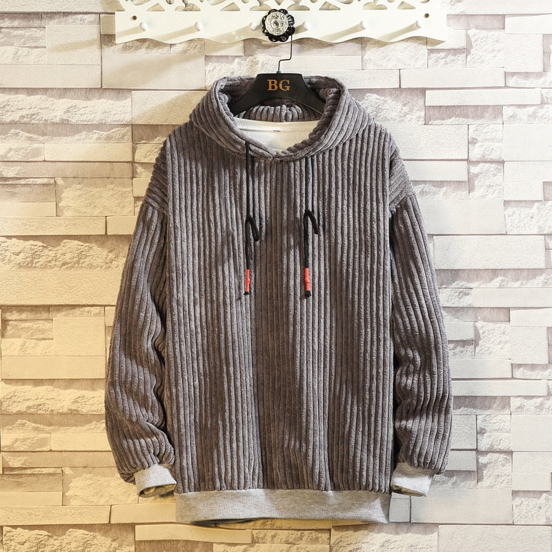 Corduroy Japanese Large Fashion Casual Sweatshirt Coat