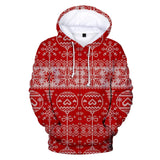 Christmas Skull Print Hooded Festive Red Leisure Comfortable Pullover Coat