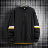 2023 Autumn New Mens Casual Sweatshirts Loose Hoodie Patchwork O-Neck