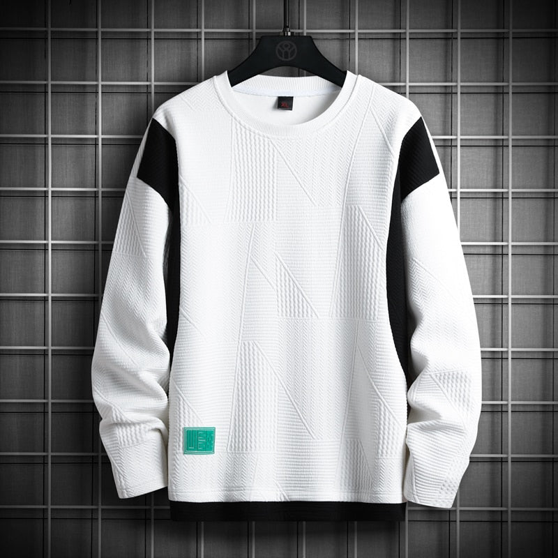 Solid Color Black White Patchwork Sweatshirt