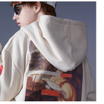 Retro print hoodie for hip hop or streetwear