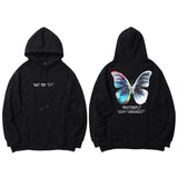 Hip Hop Butterfly Hoodie Men's Streetwear Pullover, Harajuku Style, Cotton Fleece,