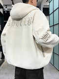 Parka Fleece Jacket Embroidery Hooded Windbreaker