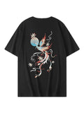 Vintage Chinese Streetwear Summer Phoenix Embroidery T-Shirt for Men