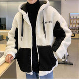 Coat Men Winter Zipper Lamb Fleece Keep Warm Splicing