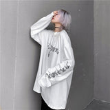 Gothic White T-shirt Women's Harajuku Long Sleeve