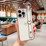 Soft Love Heart Wrist Strap Case For iPhone 14 13 12 11 Pro Max X Xs XR Max 7 8 Plus Hand Band