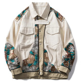 Harajuku Loose Cotton Patchwork Jacket for Men Trendy Coat