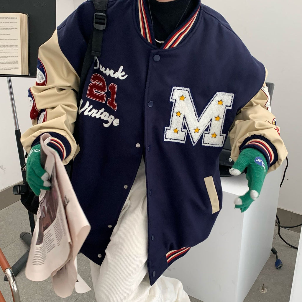 American Baseball Jacket Men Jackets Cross Stitch 2022 – Queencloth