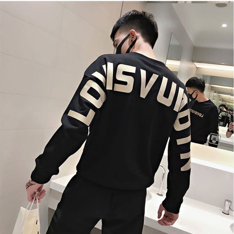 Warm Casual Letters Print Hoodies for Man Fashion Luxury Loose Y2k