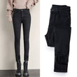 Winter Warm Plush Stretch Jeans for Women Thermal Skinny Fleece Pants