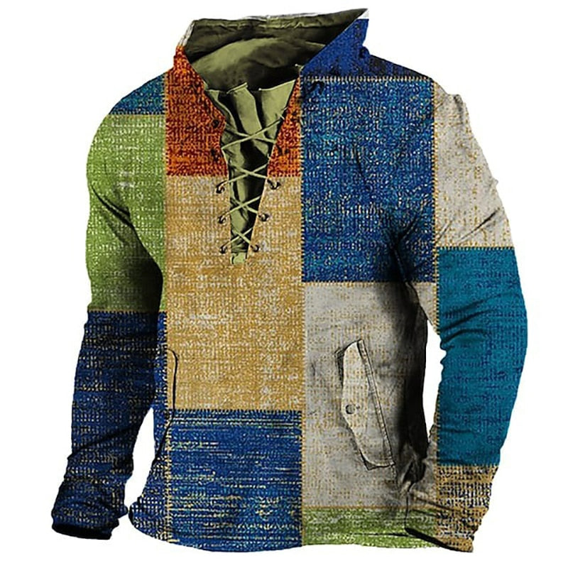 Vintage Pattern Printing Loose Hooded Sweatshirts