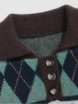 Sweater Bear Geometric Ethnic Winter Turn-down Collar