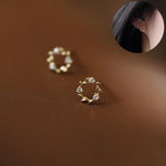 925 Silver Needle Simple Shiny Zircon Earrings Gold Plating Crystal Stud Earrings
