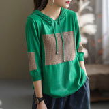 Thin Worsted Causal Hoodies Patchwork Leisure Loose (e)