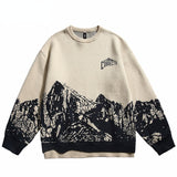 Retro Mountain Graphic Knitted Harajuku Pullover Casual Cotton Hip Hop