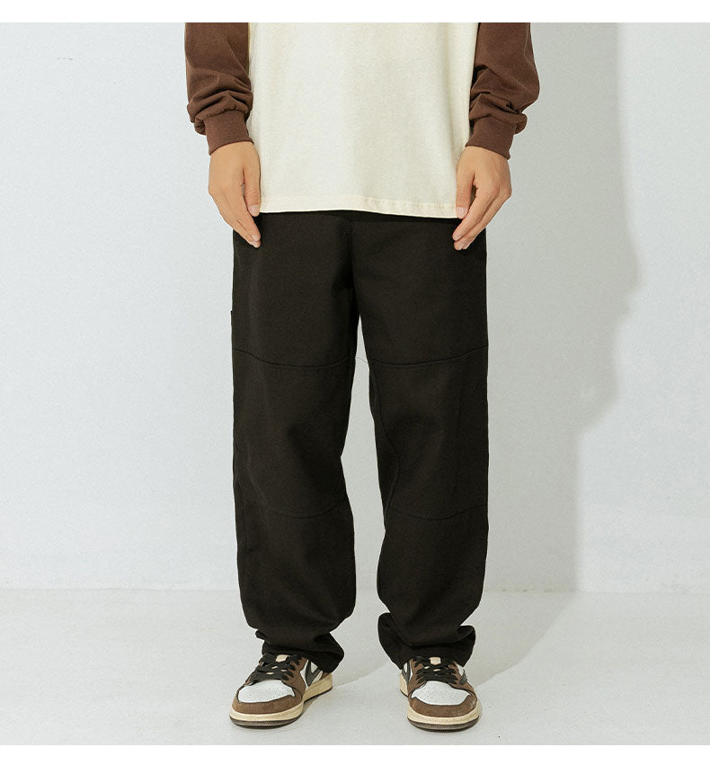 Men's Loose Cargo Pants Cotton Casual Pants with Outdoor Patchwork