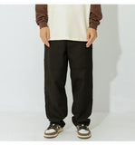 Men's Loose Cargo Pants Cotton Casual Pants with Outdoor Patchwork