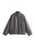 Oversized Bomber Jacket Coat Vintage Long Sleeve Snap Button Outerwear