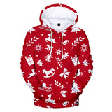 Christmas Skull Print Hooded Festive Red Leisure Comfortable Pullover Coat