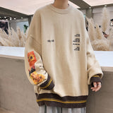 Van Gogh Sleeve Patchwork Pullover Knit Sweater