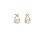 Cross Stud Earrings For Women Girls Korean Style Elegant Crystal