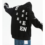 Letter E Print Streetwear Hoodies Loose Sports Style Sweatshirt Couple Unisex Pullover
