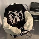 Harajuku Y2K Embroidery Jacket Punk Streetwear Hooded Coat for Men Goth Dark Letter Fashion