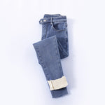 Winter Thic Jeans Simple Fleece Warm Slim Fit Stretch Casual Denim Pencil Pants