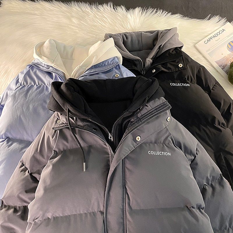 Men Winter Jackets Warm Thicken Fleece Parkas Padded Coats