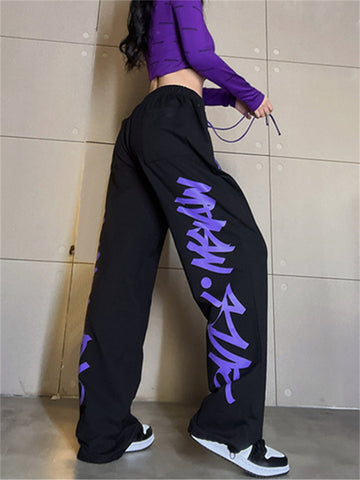 Y2K Streetwear Jogging sweatpants Graffiti Print wide leg sweatpants