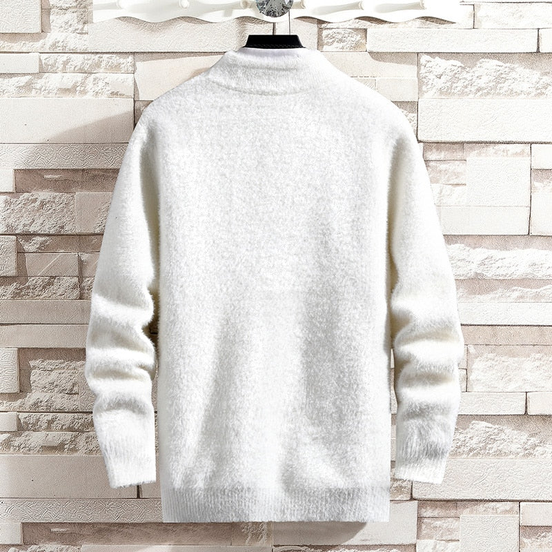 Turtleneck Knitted Sweater Solid Color Winter Warm Bottoming