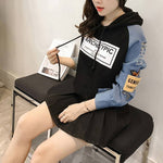 Female Streetwear Pullover Korean Winter Tops Denim Jackets (e)