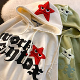 Street five-pointed star print letter hoodies women autumn and winter niche trend loose