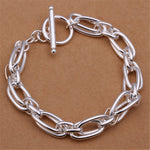 925 Sterling Silver 8 Inch 18K Gold Bracelet 5MM Sideways Chain Bracelet