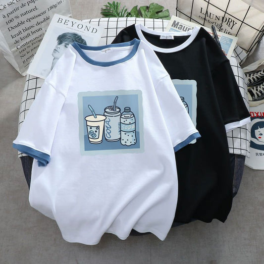Men and women trendy personalized water T-shirt loose vintage