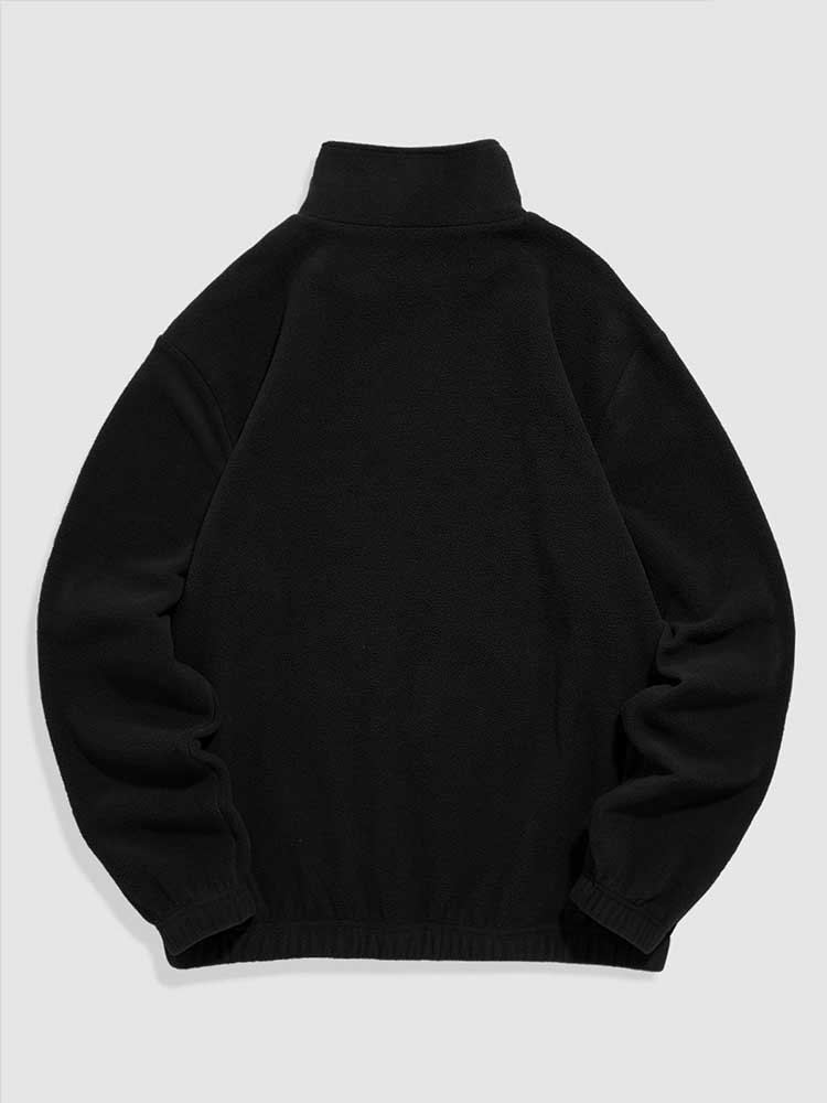 ZAFUL Hoodie for Men Fuzzy Polar Fleece Sweatshirt Letter Embroidered Turtleneck Streetwear Pullover Winter Unisex Zipper Sweats