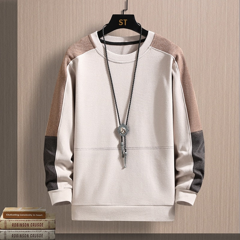 Thick Patchwork Pullover Fashion Hip Hop Long Sleeve