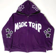 fashion printing magic trip contrast color hooded casual sweater