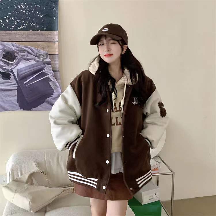 Embroidered Baseball Jacket Women Spring and Autumn American Style High Street