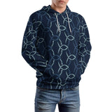 Gold Chain Print Loose Hoodies Abstract Art Y2k Long Sleeve Oversize