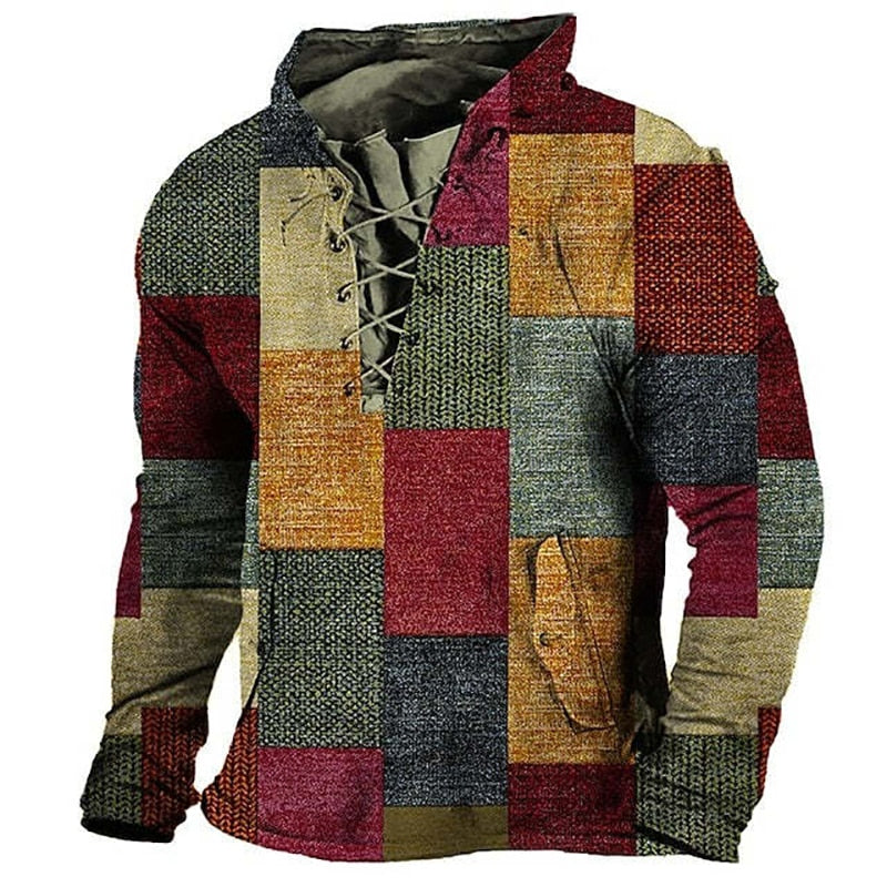 Vintage Pattern Printing Loose Hooded Sweatshirts