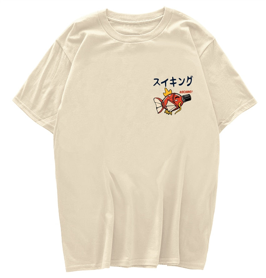 Hip Hop Street T-Shirt Japanese Kanji Fun Fish