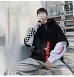 Hoodies Man Patchwork Japanese Streetwear Sweatshirts