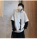 Hoodies Man Patchwork Japanese Streetwear Sweatshirts
