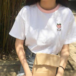 T-shirts Women Patchwork Cotton Short Sleeve Female
